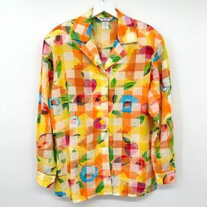 Vintage Sharon Young Top Shirt Size Small Shoulder‎ Pads Wearable Art USA Blouse